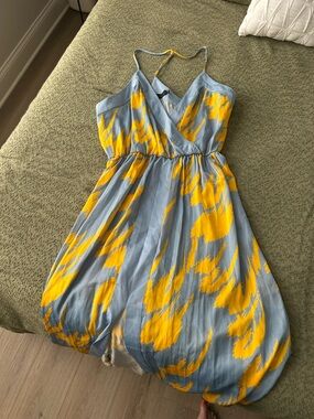 House of Harlow 1960 Sky Blue & Yellow Floral Wrap Maxi Dress